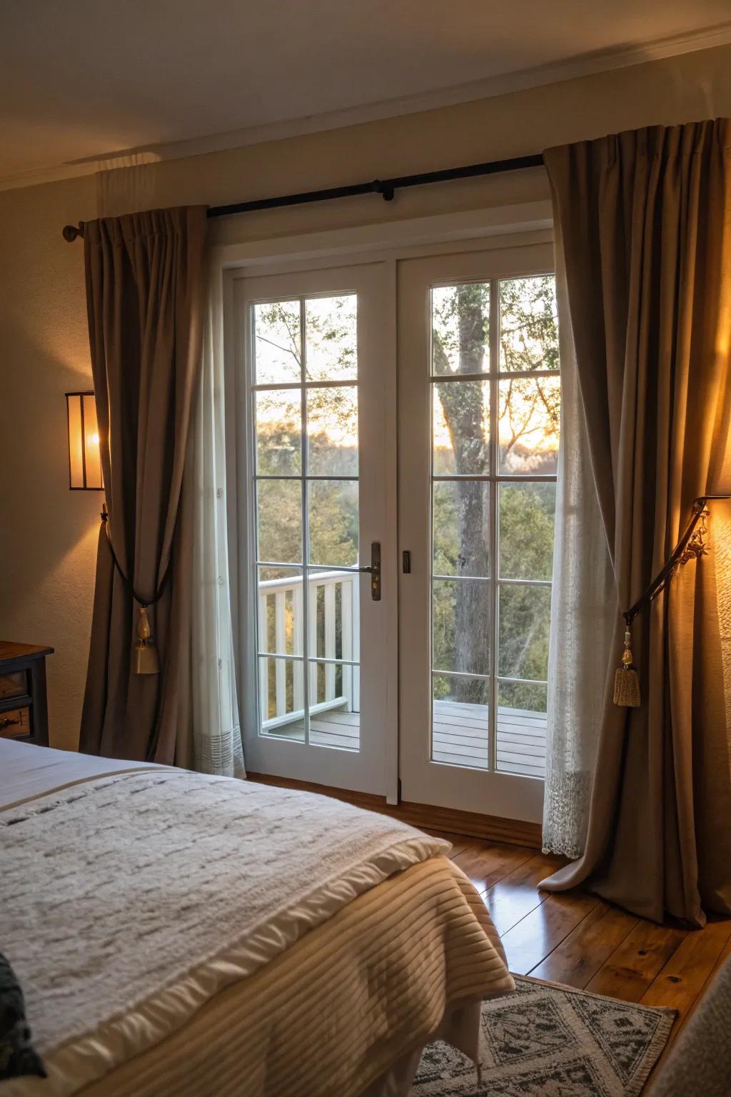 Light-blocking window coverings ensure privacy and restful sleep.