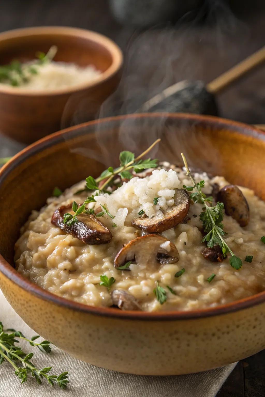 Savory mushroom risotto for a cozy and comforting December evening.