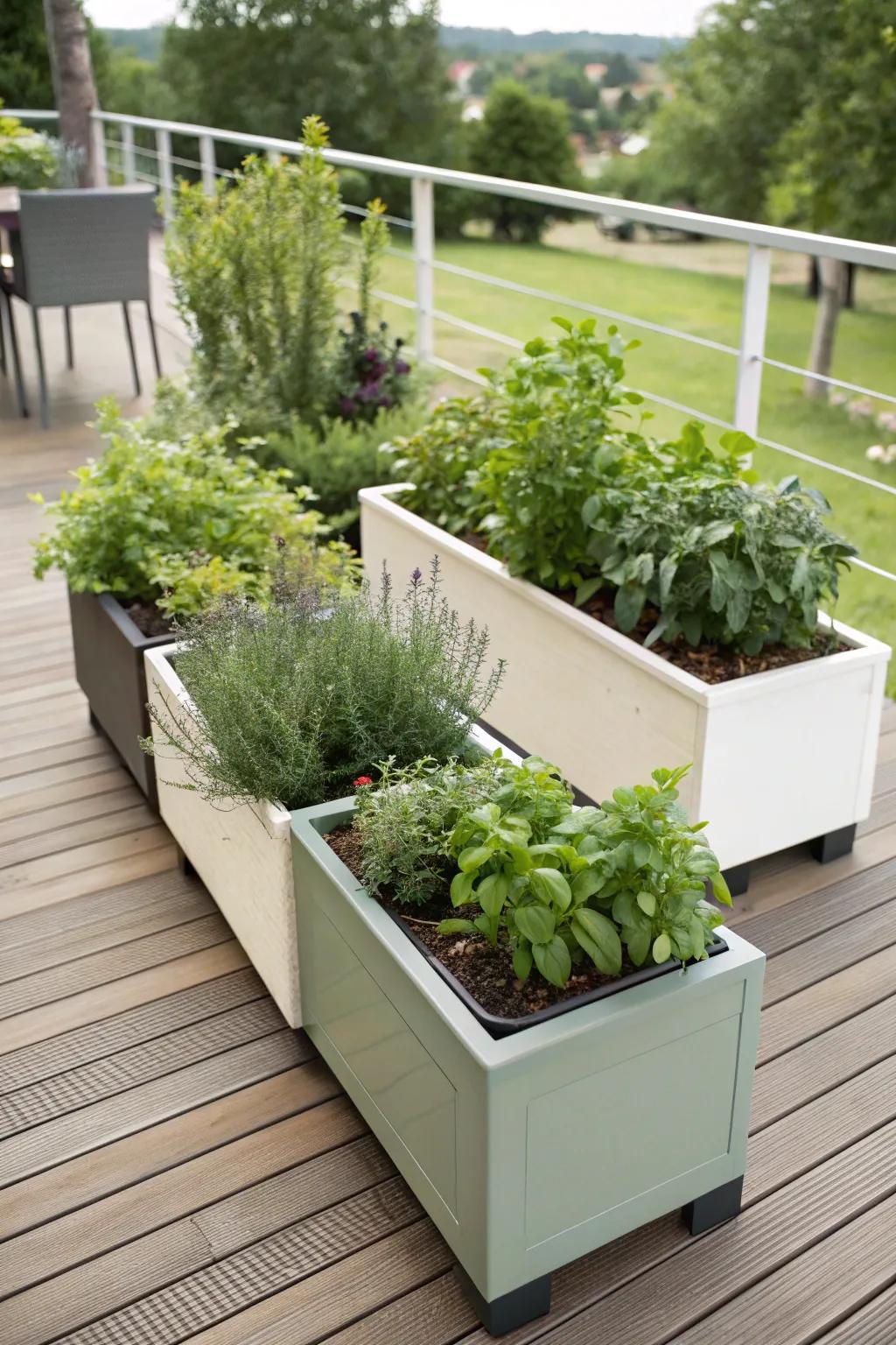 Seamlessly integrate your herb garden with your deck.