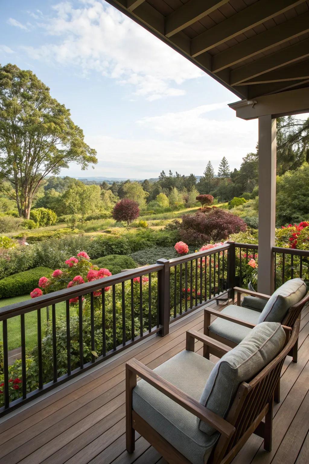 Your deck is connected to its natural surroundings by open views.
