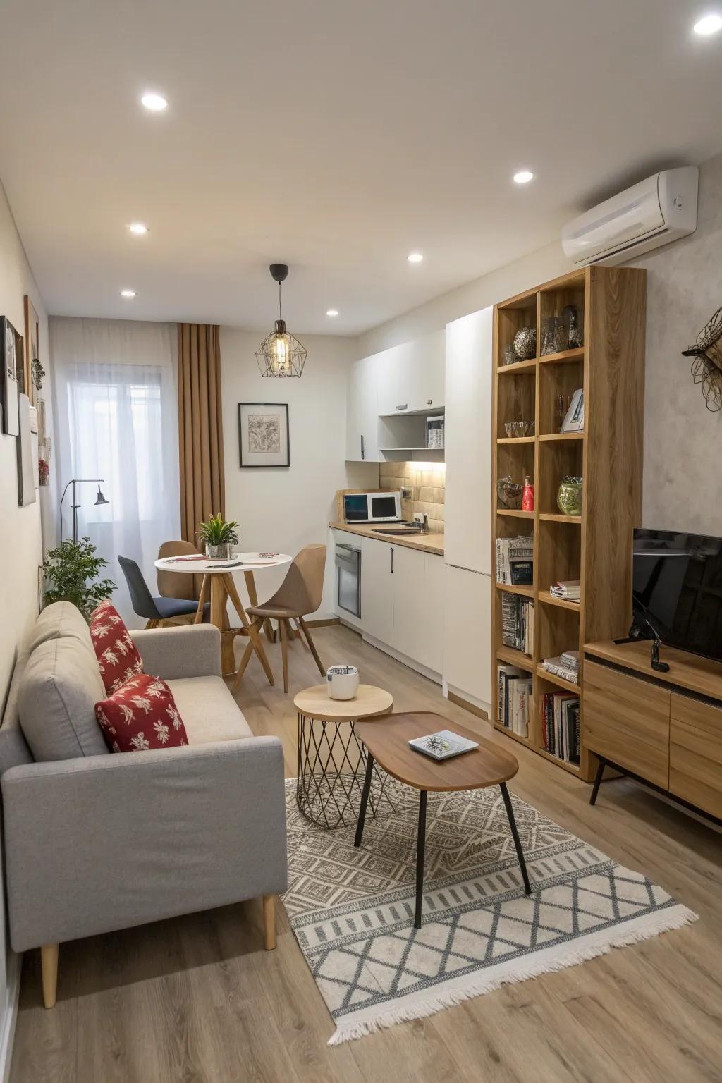 Smart furniture arrangement can define areas and improve flow.