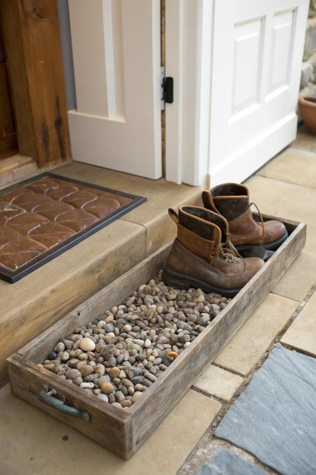 Keep your floors spotless with a chic tiny stone boot tub.