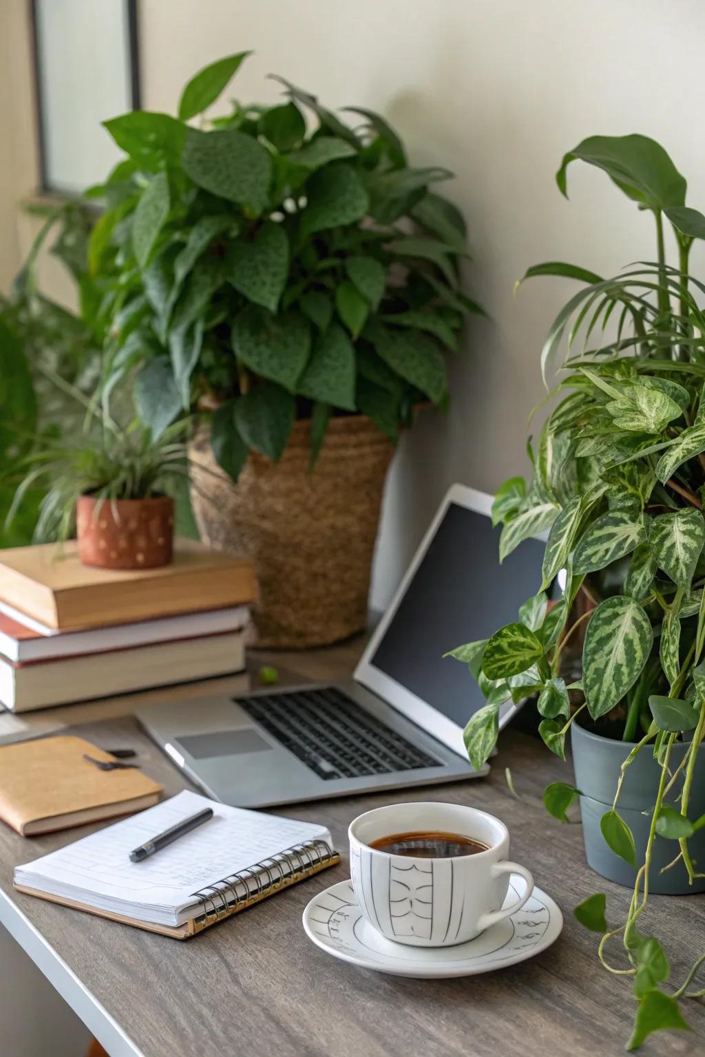 Indoor plants add life and color to your workspace.