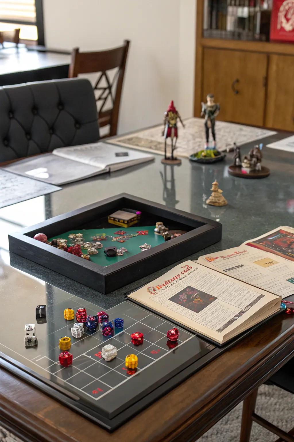 A resin coating adds elegance and protects your table from spills.