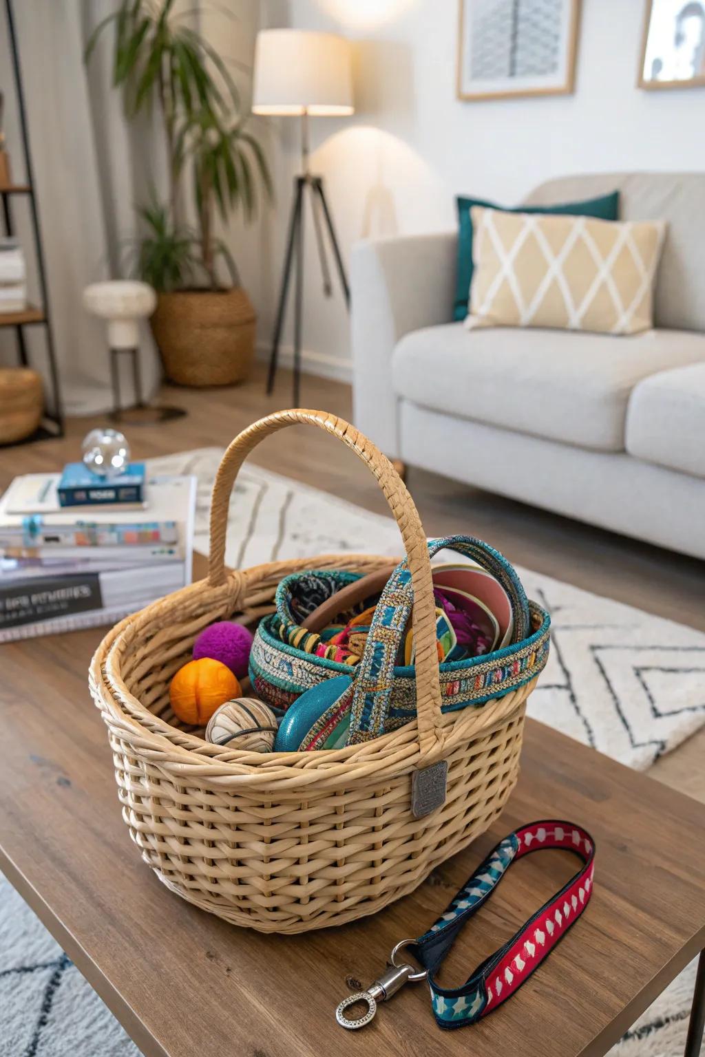 Blend practicality with style using baskets.