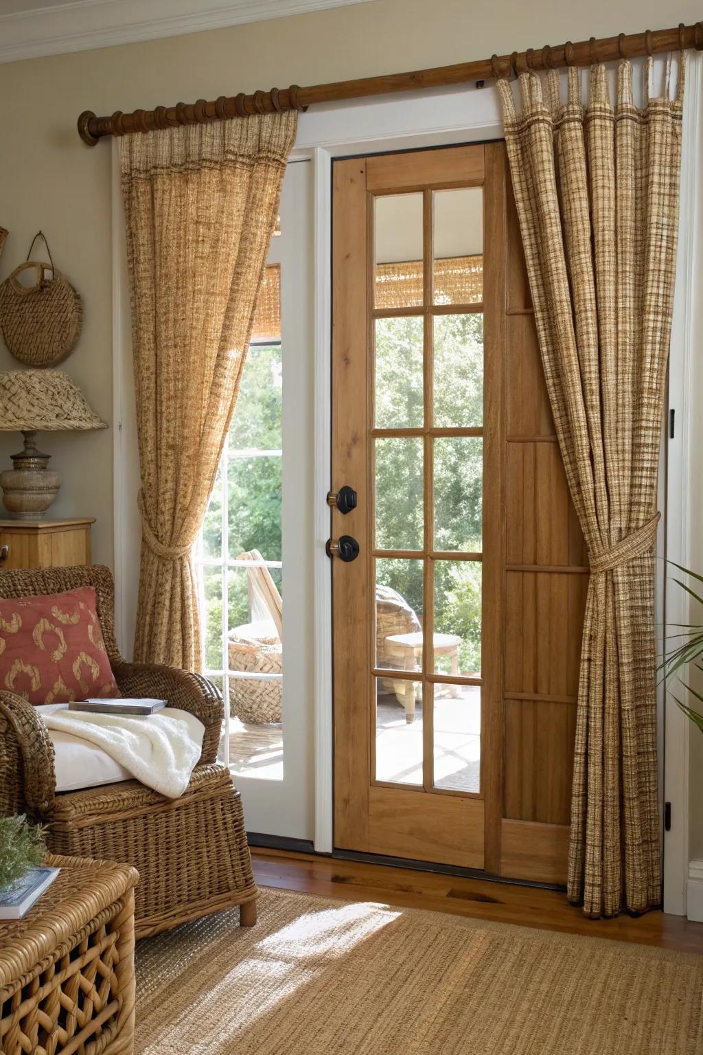 Invite nature indoors with woven timber drapery.