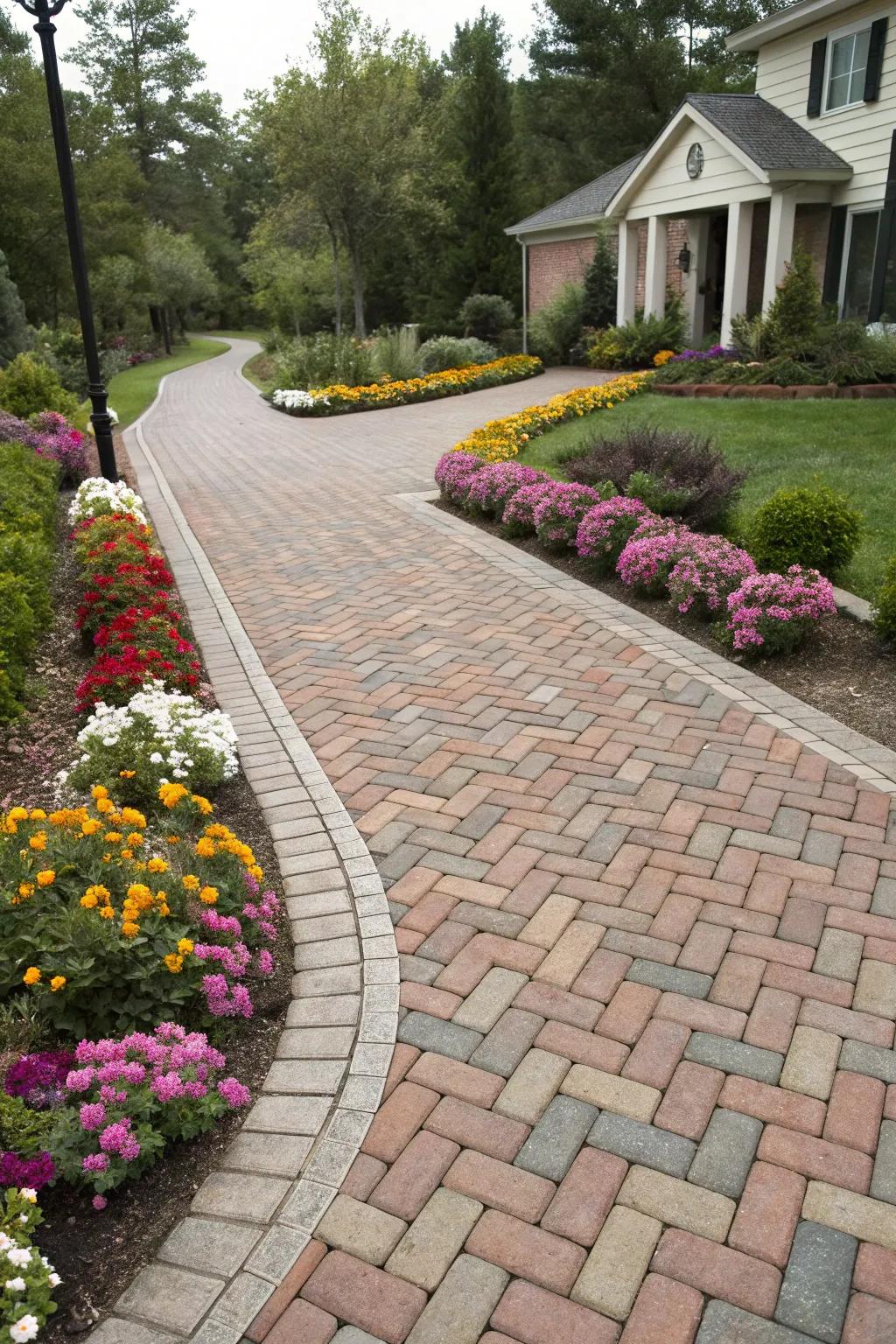 Brick driveways add warmth and classic charm.