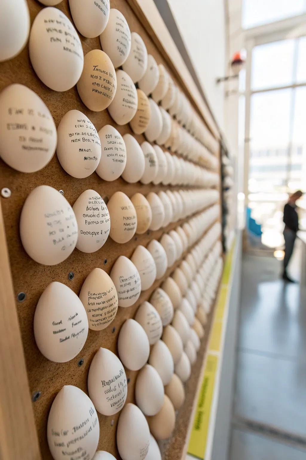 Eggs with hidden messages for delightful surprises.