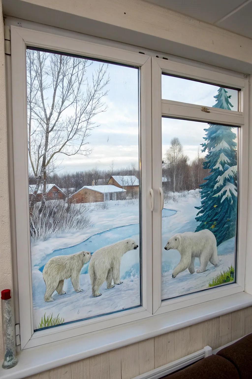Frigid bears conveying joy and playfulness to the winter scene