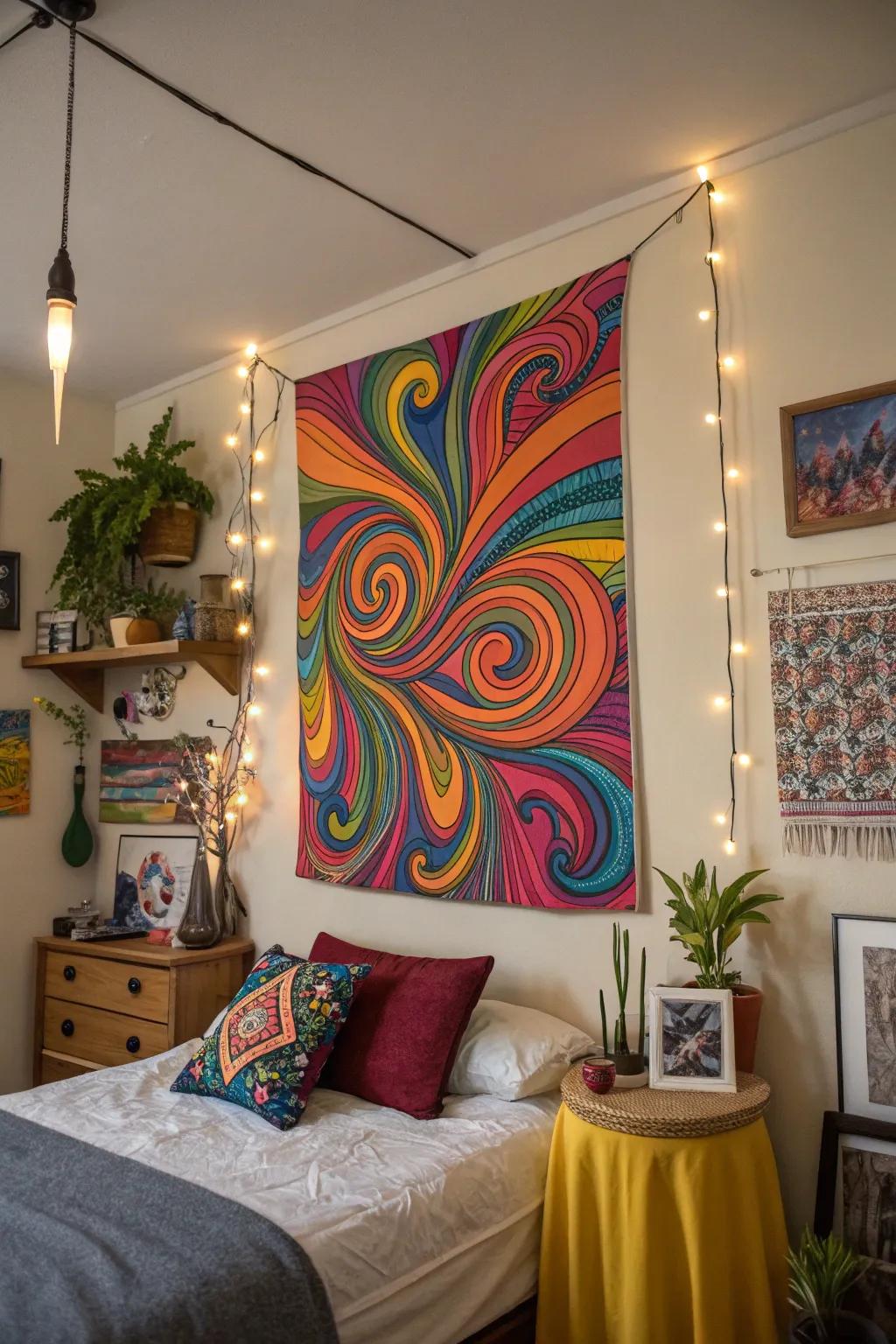 Psychedelic patterns add whimsy and wonder to your space.