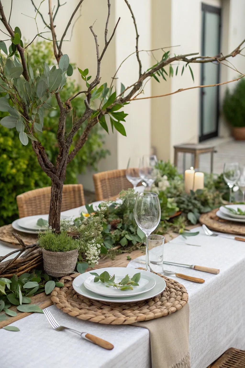 Natural elements add a rustic yet elegant touch.