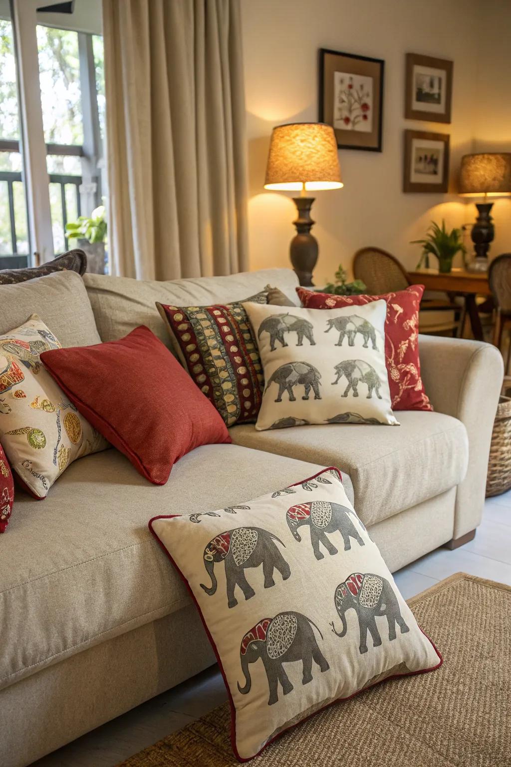 Pachyderm design bolsters present a delicate and charming touch to your aesthetic.