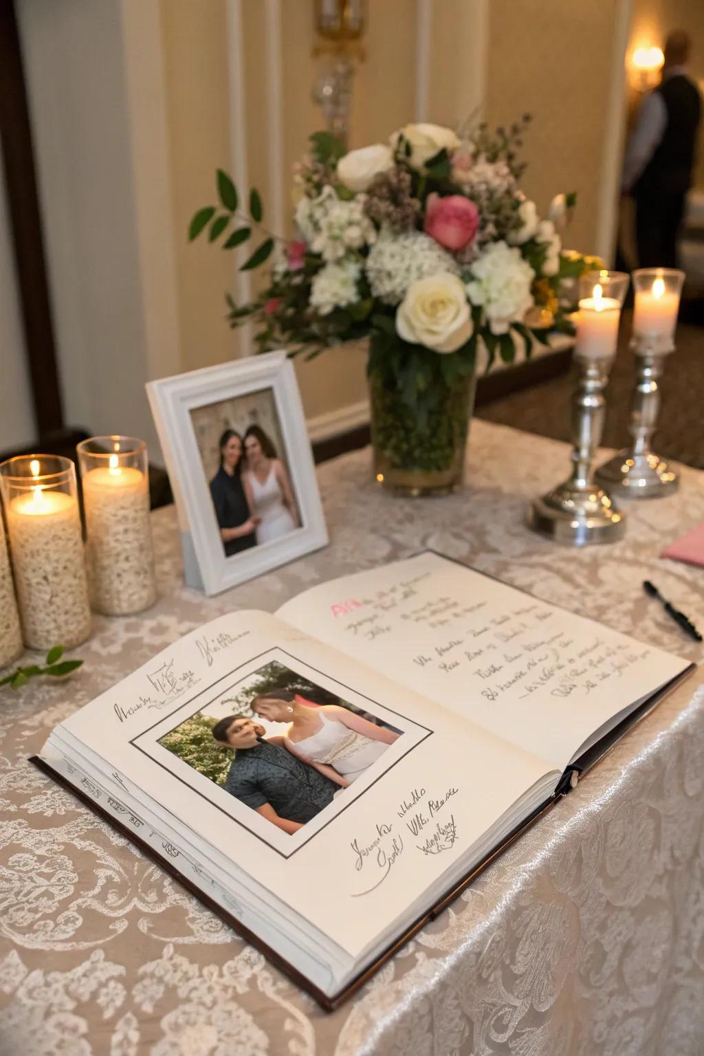 An engagement memory album that doubles as a guest book.