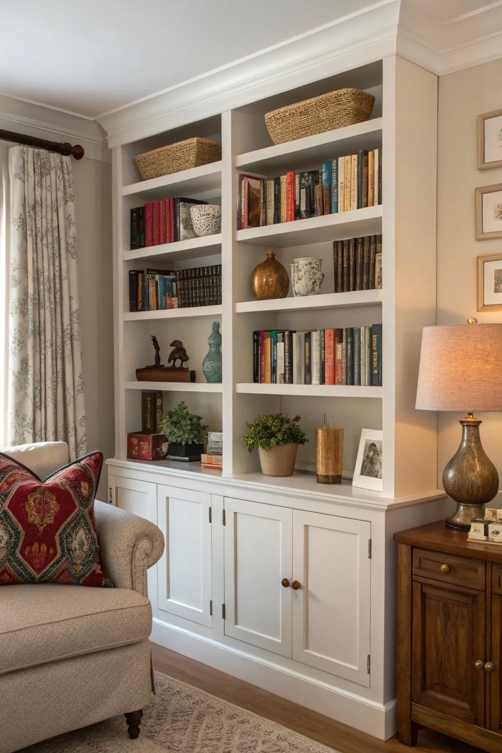 A library alcove injects character and allure.