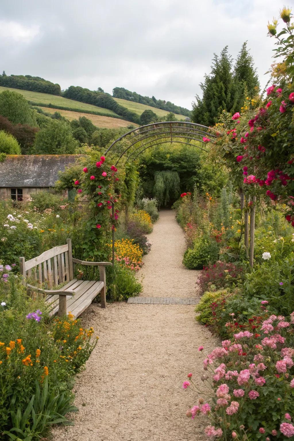Attractive paths invite exploration through the garden.