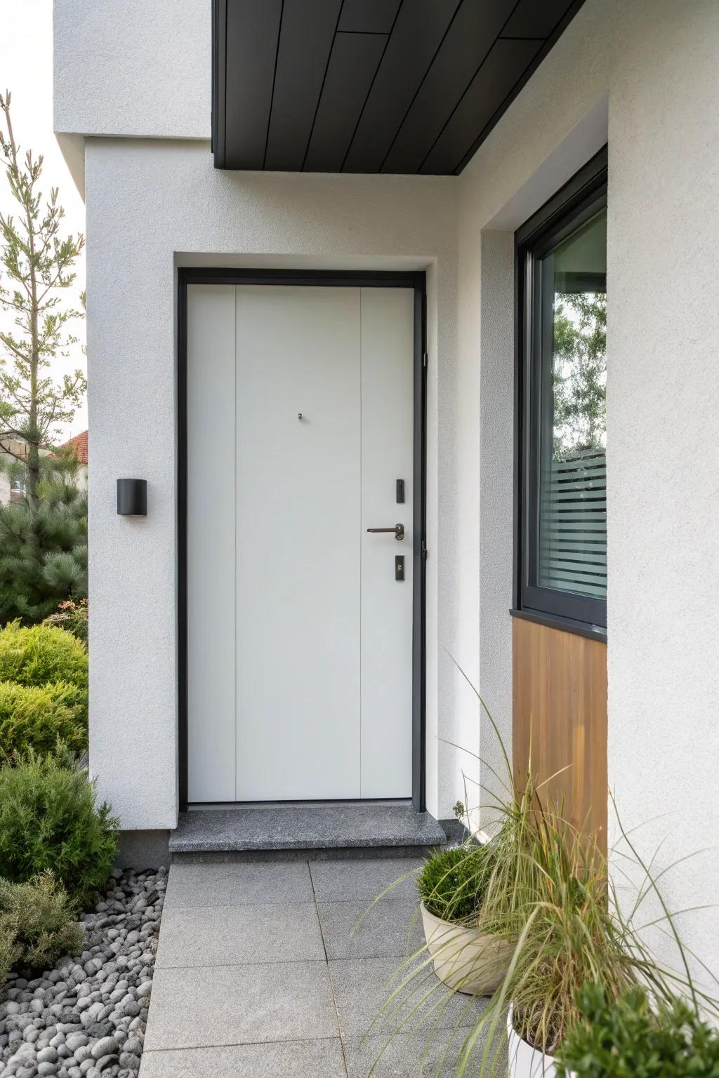 A minimalist entrance featuring sleek, uncluttered lines.