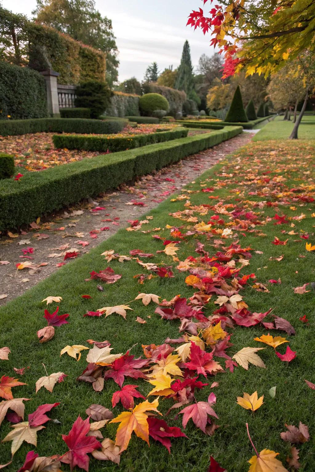 Fallen leaves provide a natural and striking ground cover.
