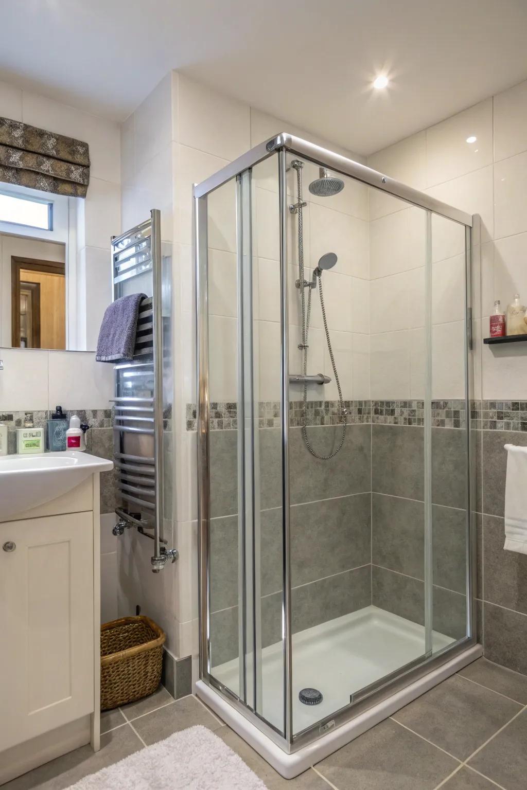 A shower head on a flexible hose suits all members of the family.