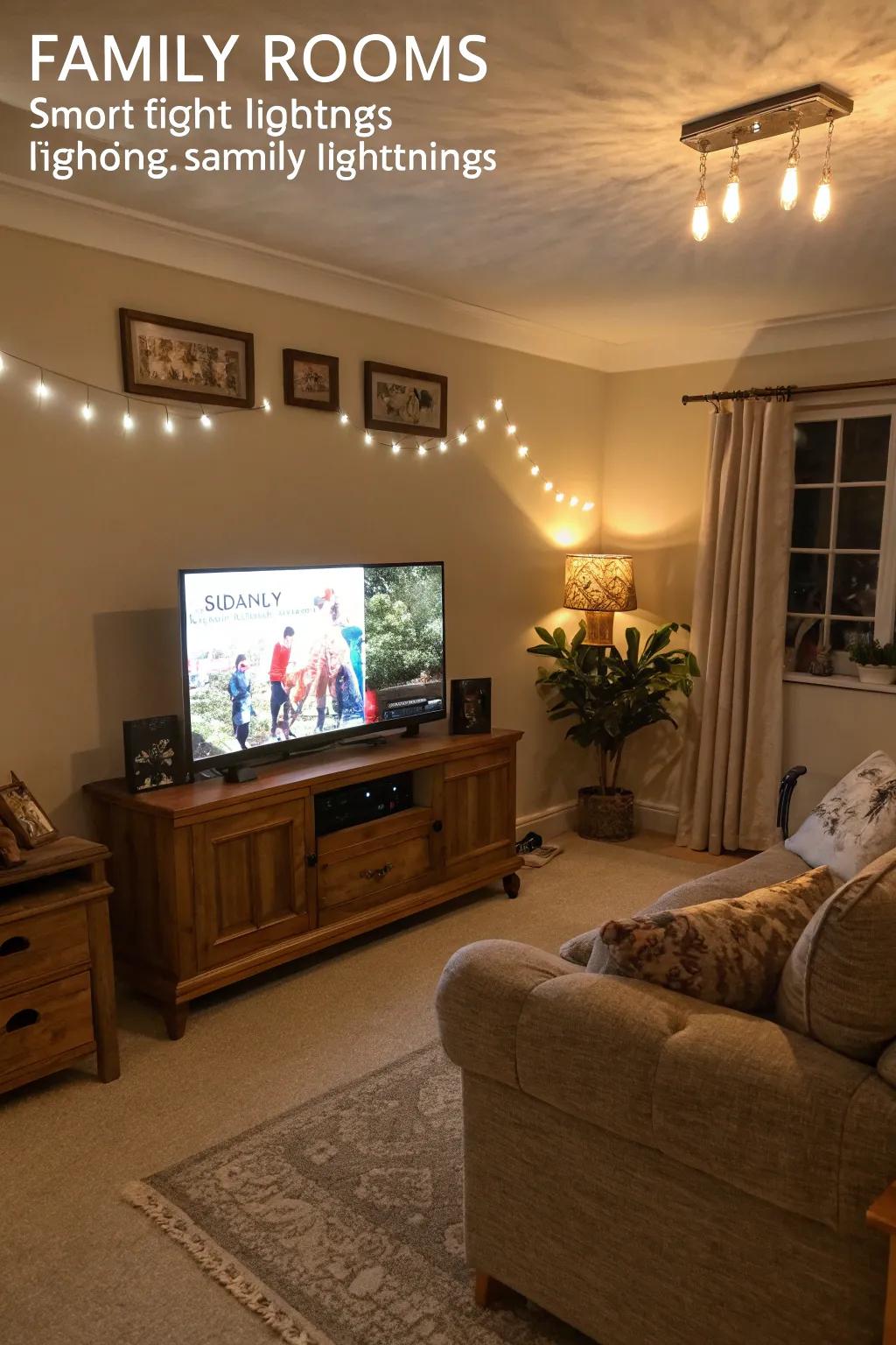 Smart lighting elevates functionality and sets the perfect mood in the family room.
