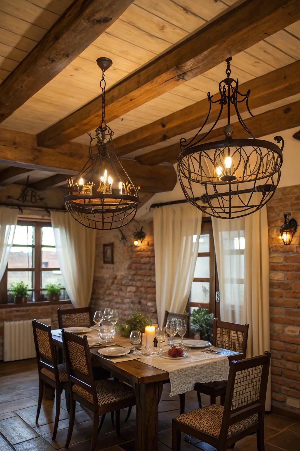 Hand-worked metalwork introduces a hint of rural sophistication.