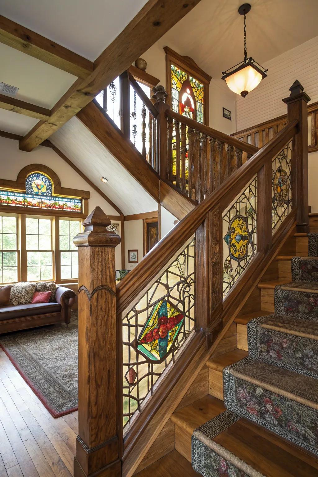 Color and sophistication are added by stained glass.