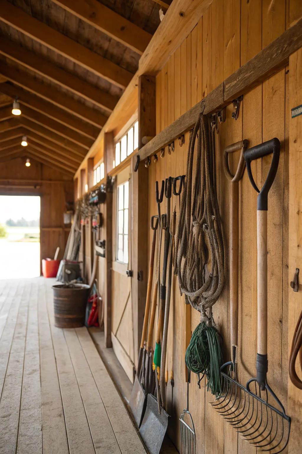 Keep tools organized and handy using simple hooks.