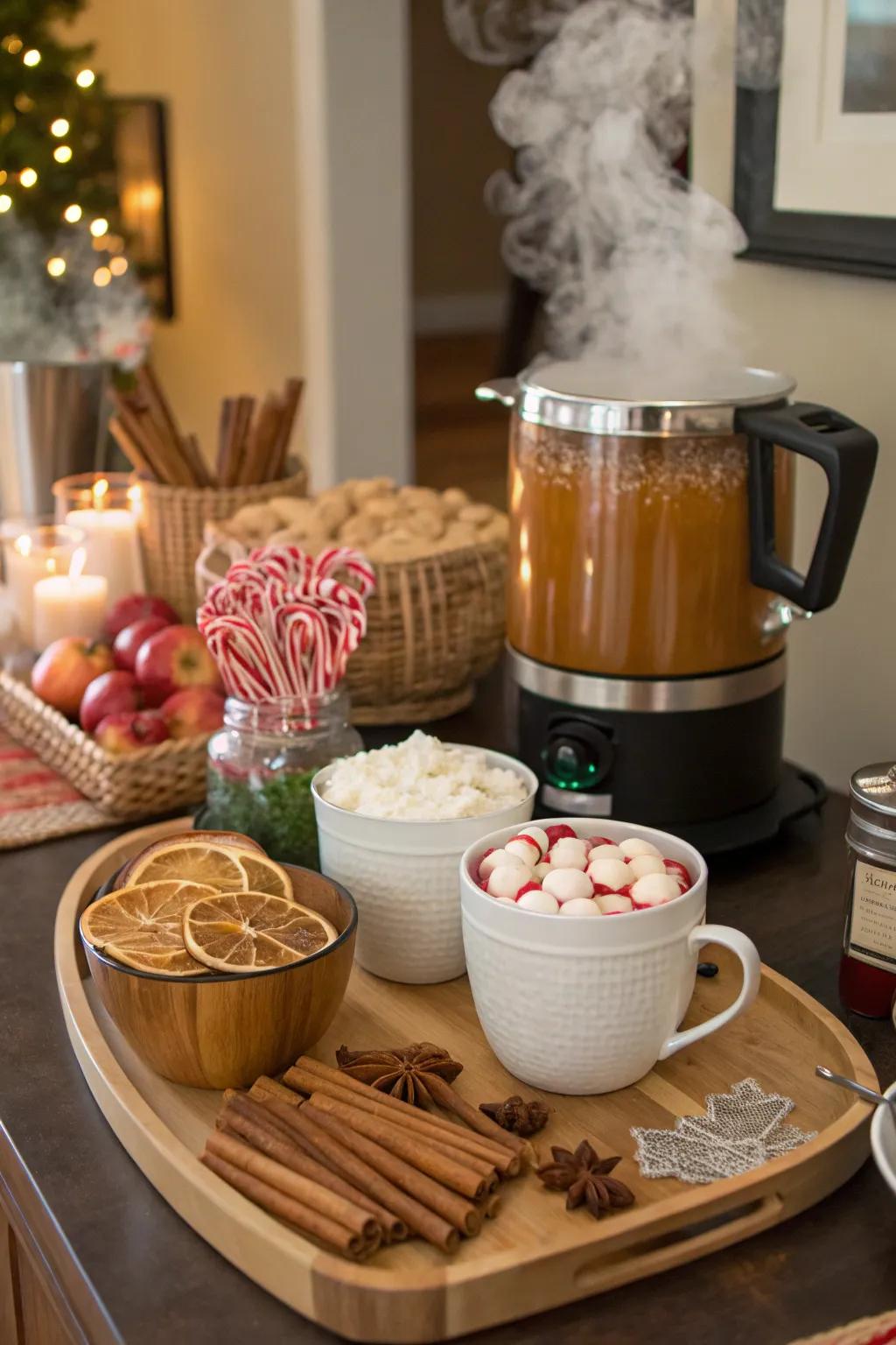 An apple cider station is a cozy addition to any fall festival.