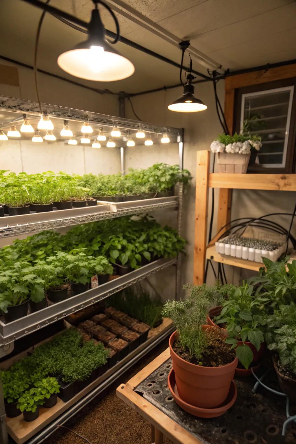 Cultivate an indoor herb garden in your crawl space.