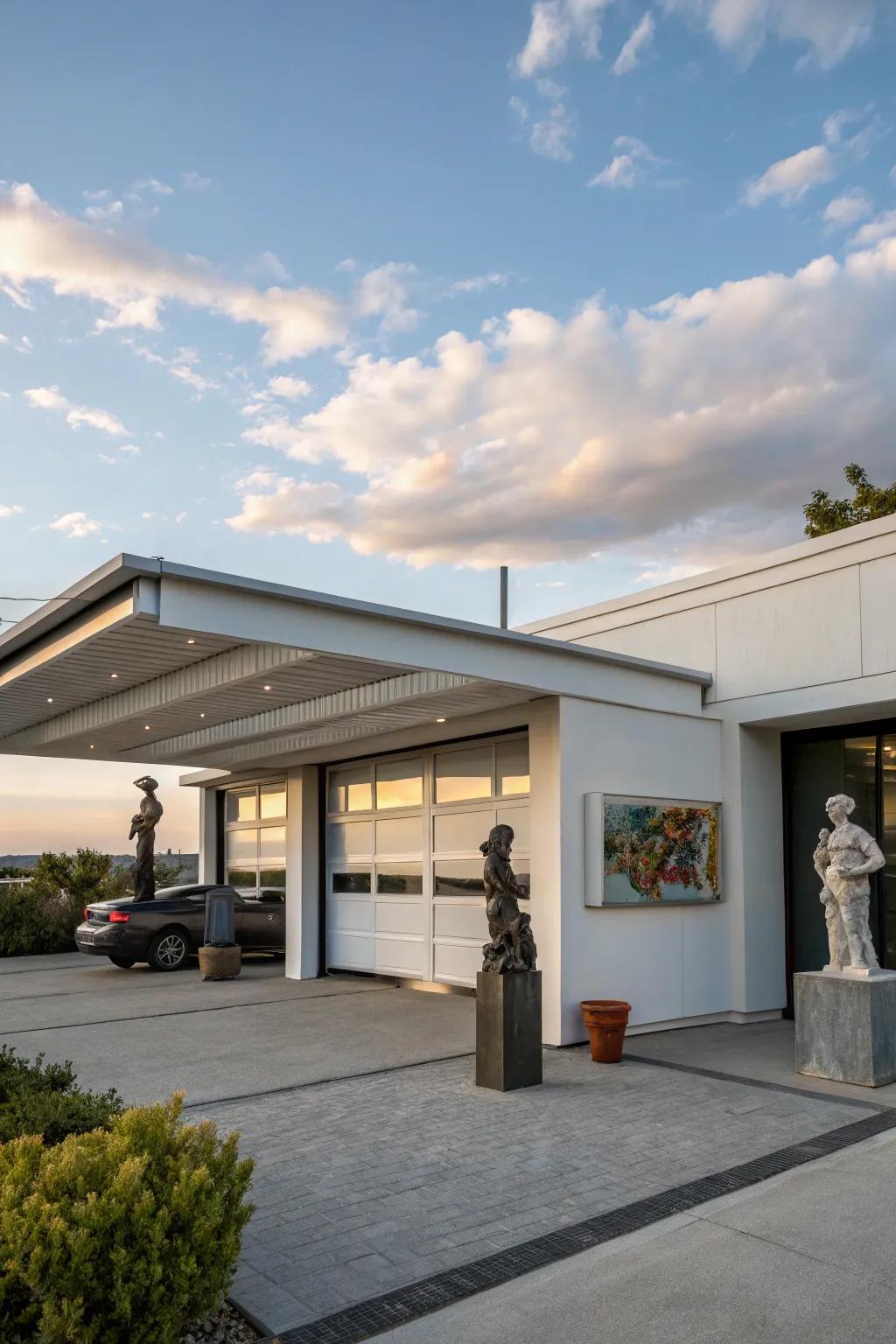 A rooftop artistic spot on a flat roof garage is an original way to express creativity.