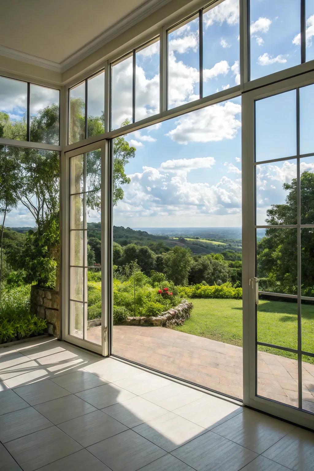 Framed outdoor vistas enhance the connection with nature.