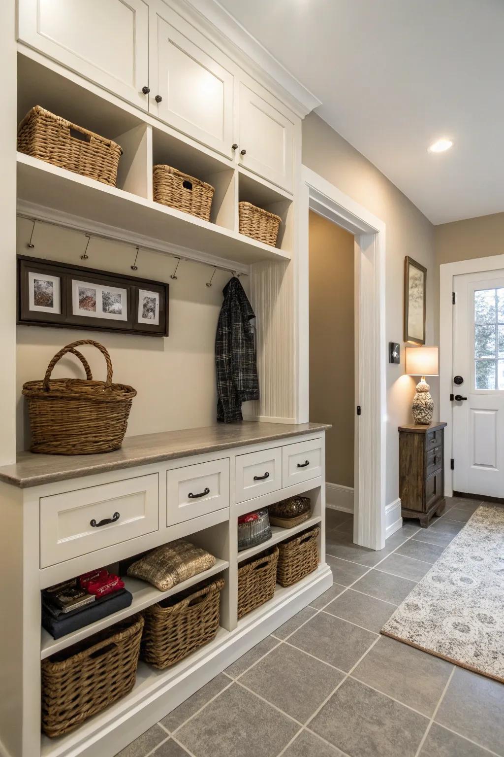 Smart storage can get the most out of a small foyer.