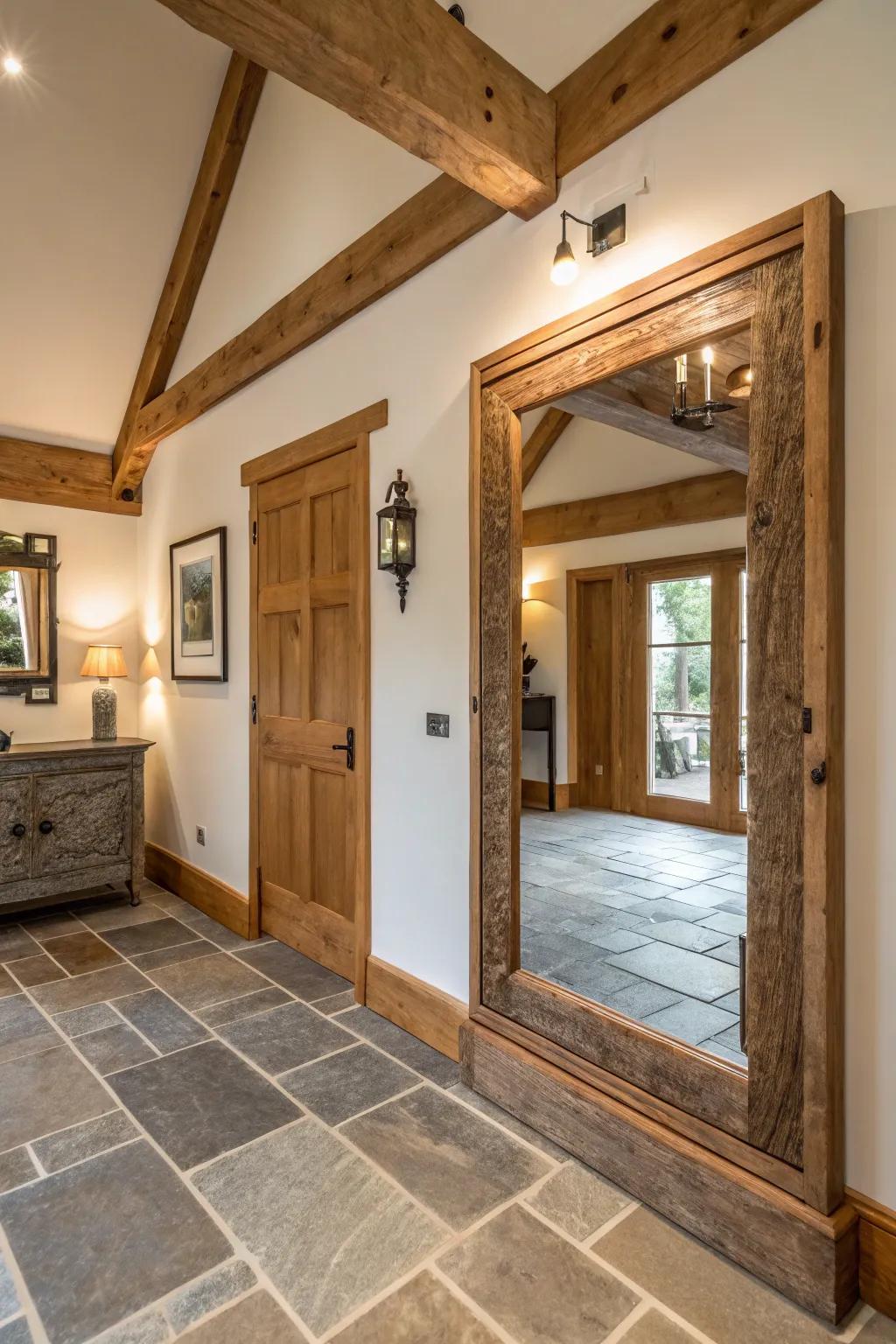 Mirrors expand and brighten the area.