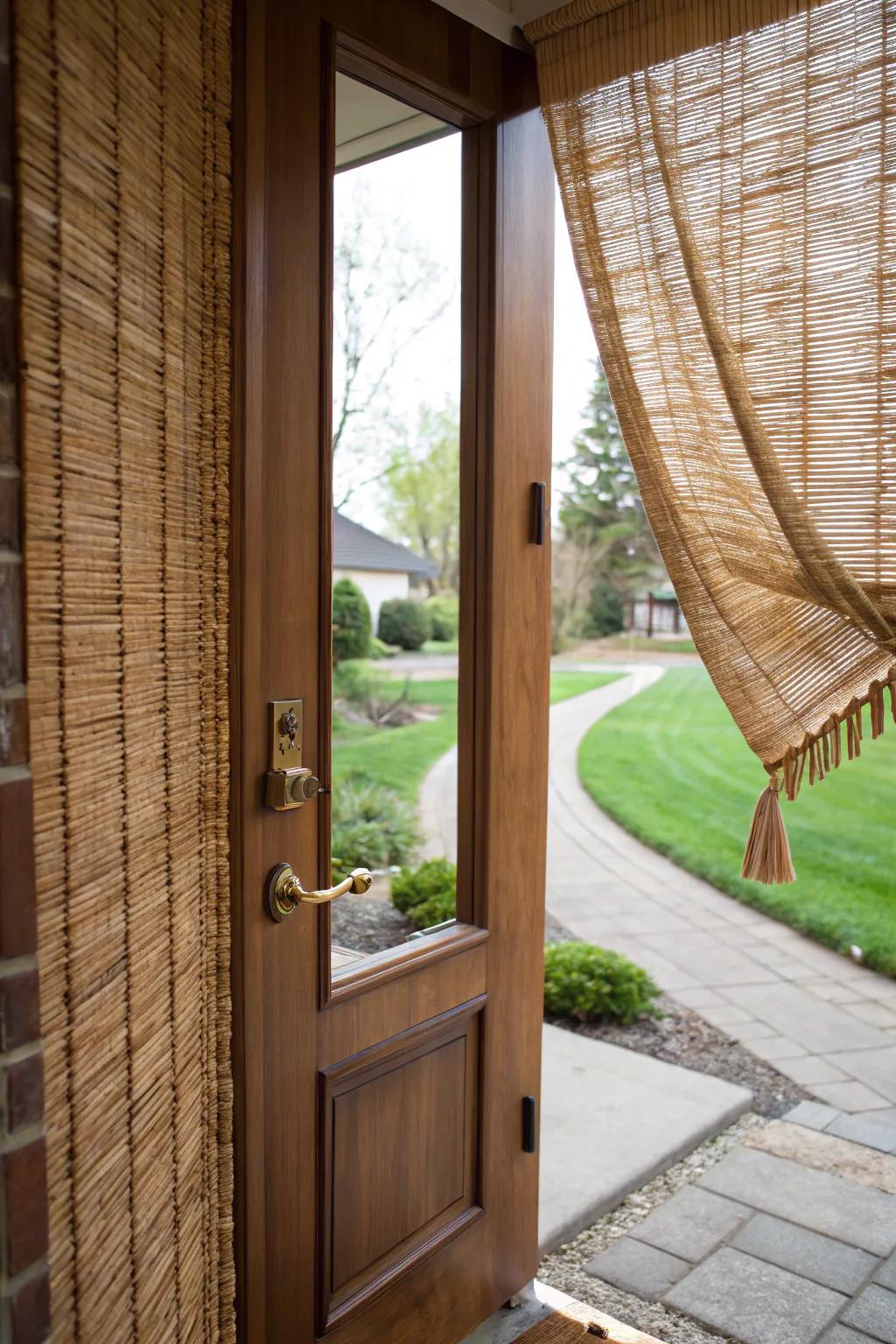 Organic wood weave provides an element of natural sophistication and texture.