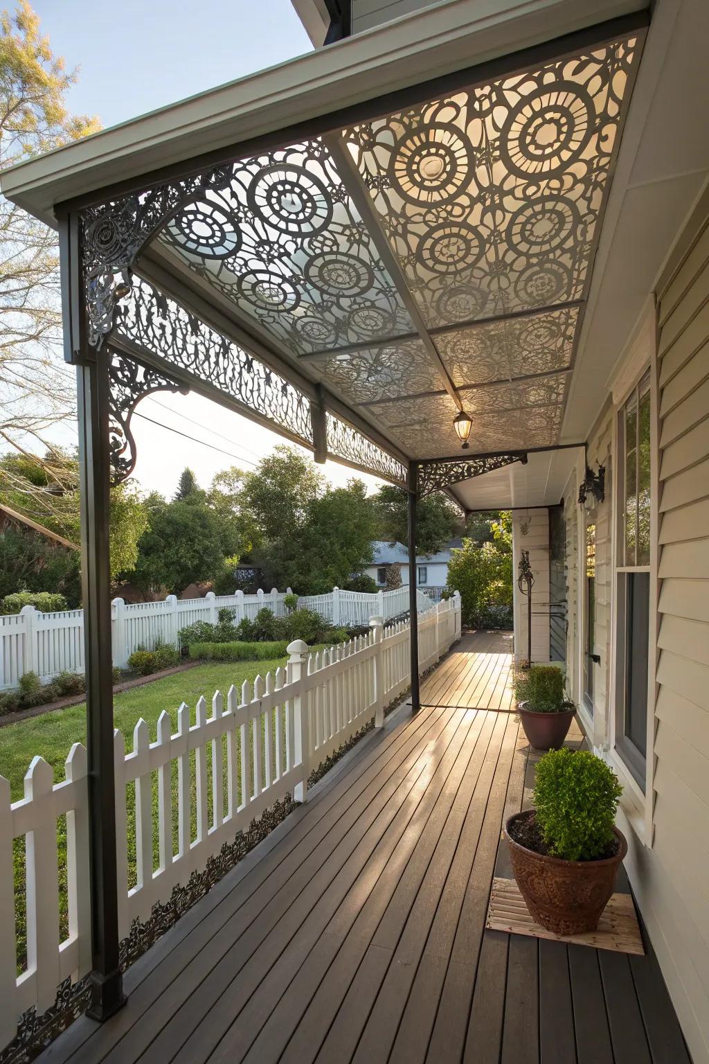 Creative metalwork canopies turn your porch into a masterpiece.