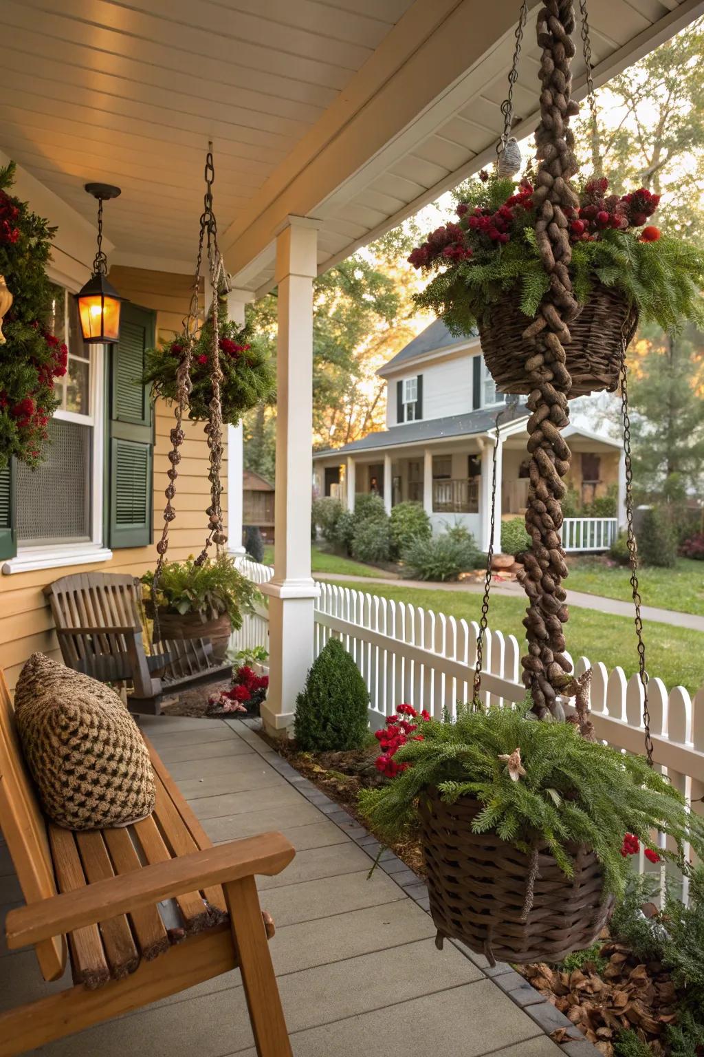 Natural components contribute earthy allure to your holiday ornamentation.