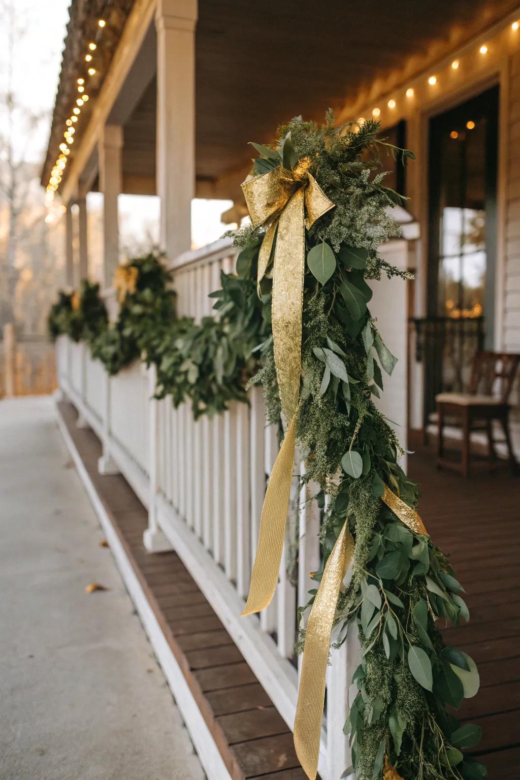 Gold accents introduce a touch of festive glamour to your garland.