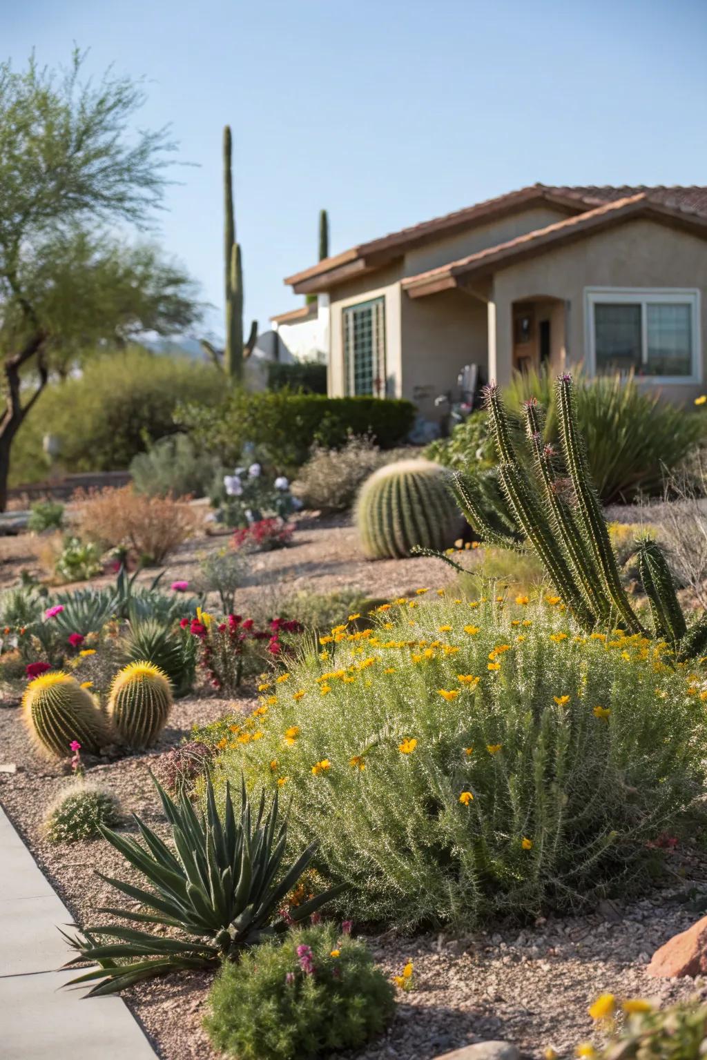 Native plants flourish with reduced water and upkeep.