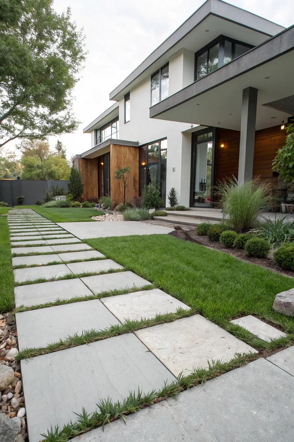 Large stone slabs deliver a modern touch.