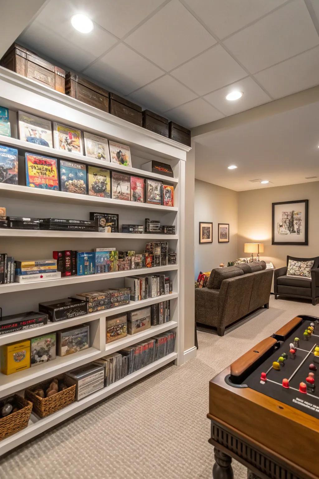 Smart organization maintains your game room stylish and organized.