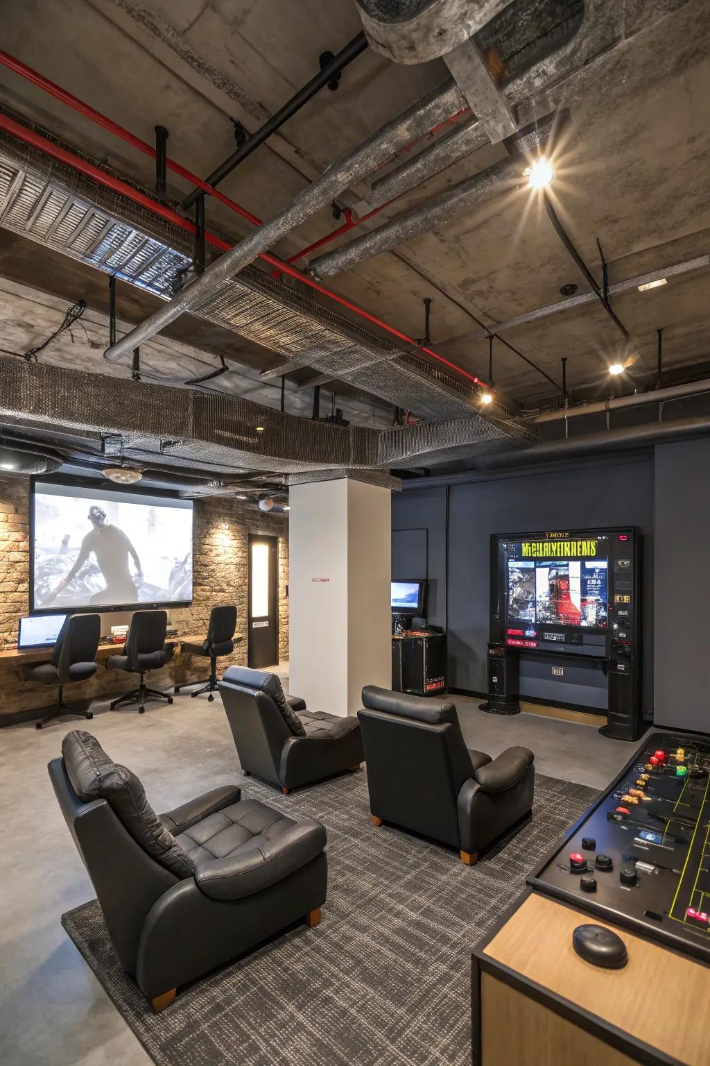 Industrial chic ceilings introduce an edgy, urban feel.