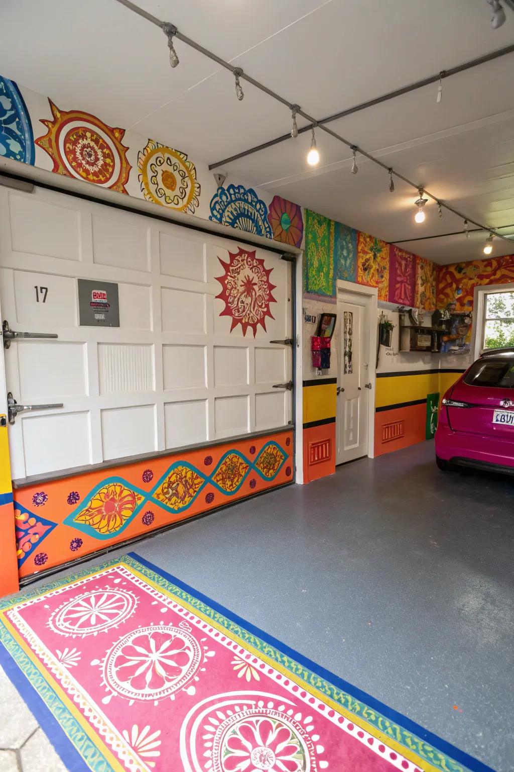 DIY painted baseboards add a splash of color and character to your garage.
