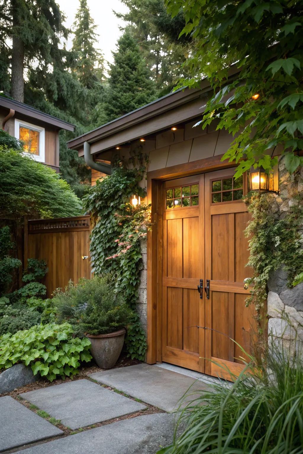 Warm wood colors create a welcoming entrance.