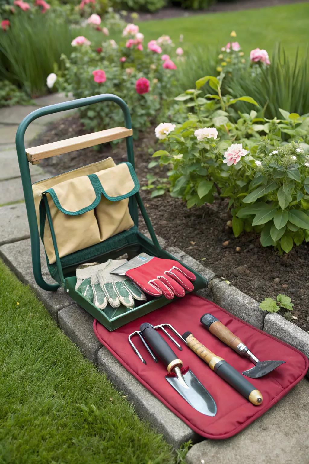 Enjoy gardening in comfort with a kneeler.