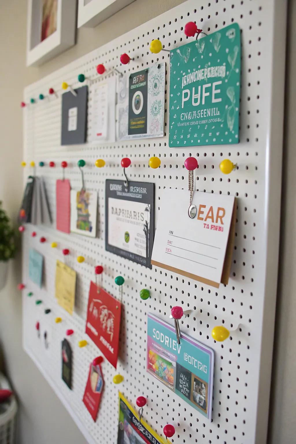 A display board offers a fun, interactive way to present gift cards.