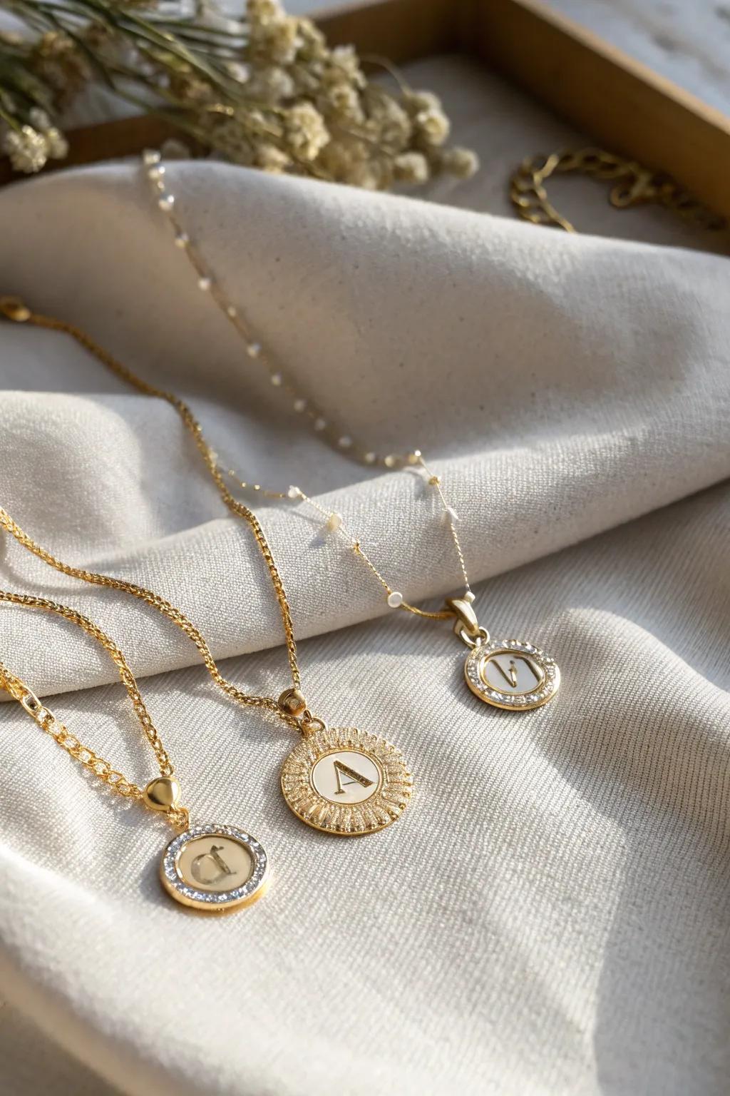 A graceful monogram necklace for a personal touch.