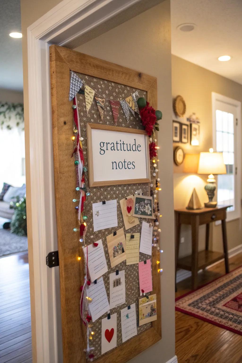 A pin board style gratitude display.