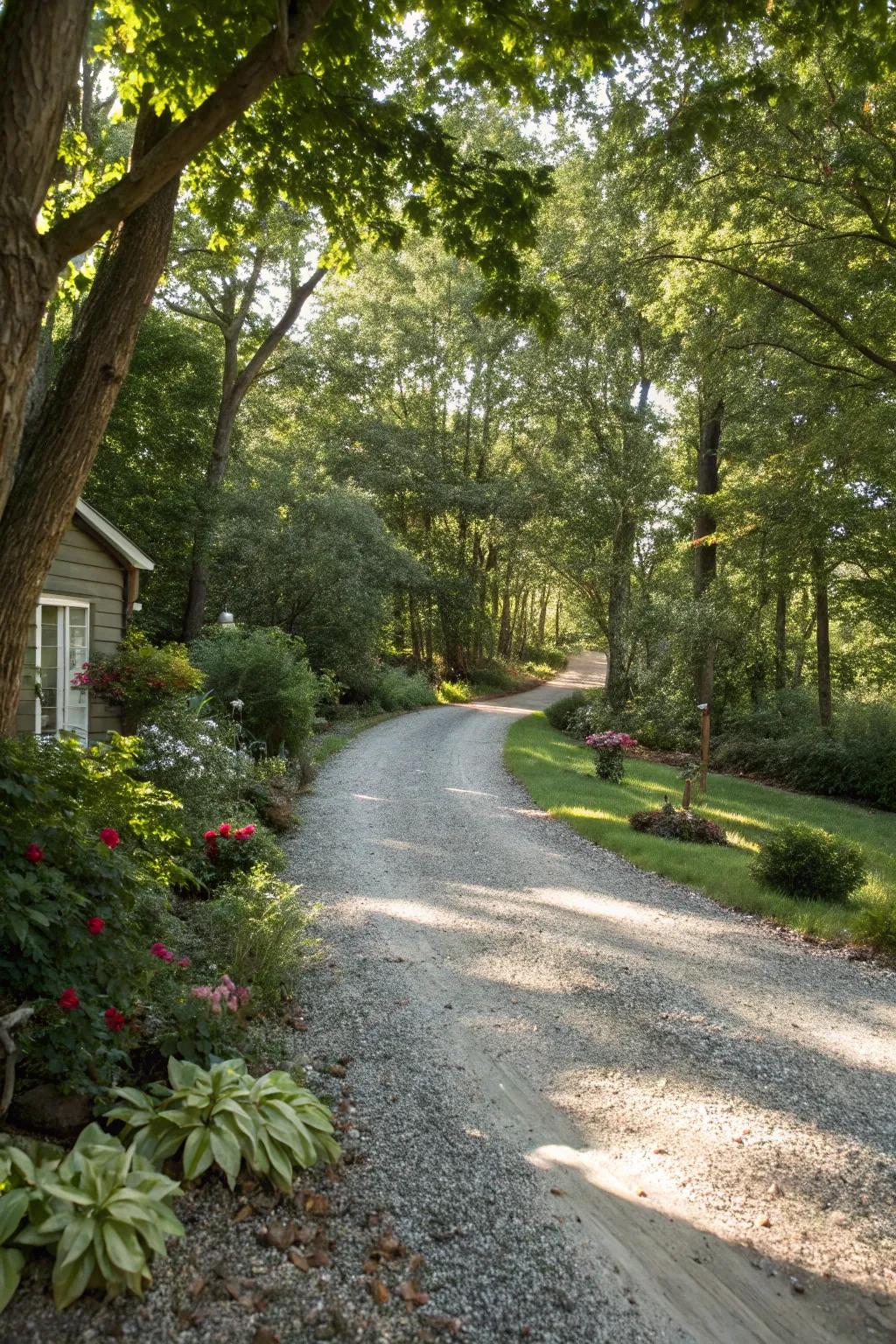 Organic trails deliver a serene and picturesque driveway.