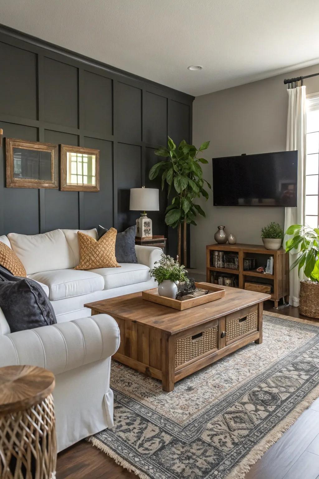 Deep gray walls give any room striking elegance.