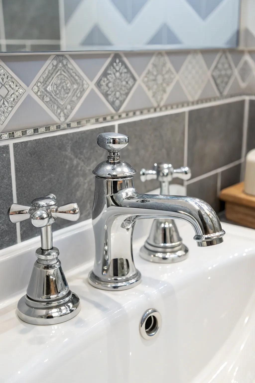 Chrome fixtures provide a sleek and refined finish to the bathroom.