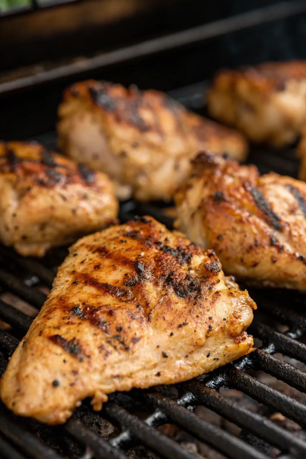 Exquisitely seasoned grilled chicken is consistently a crowd favorite.